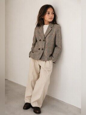 Rylee + Cru Girls Plaid Double Breasted Blazer 10-12Y Academia Preppy Jacket